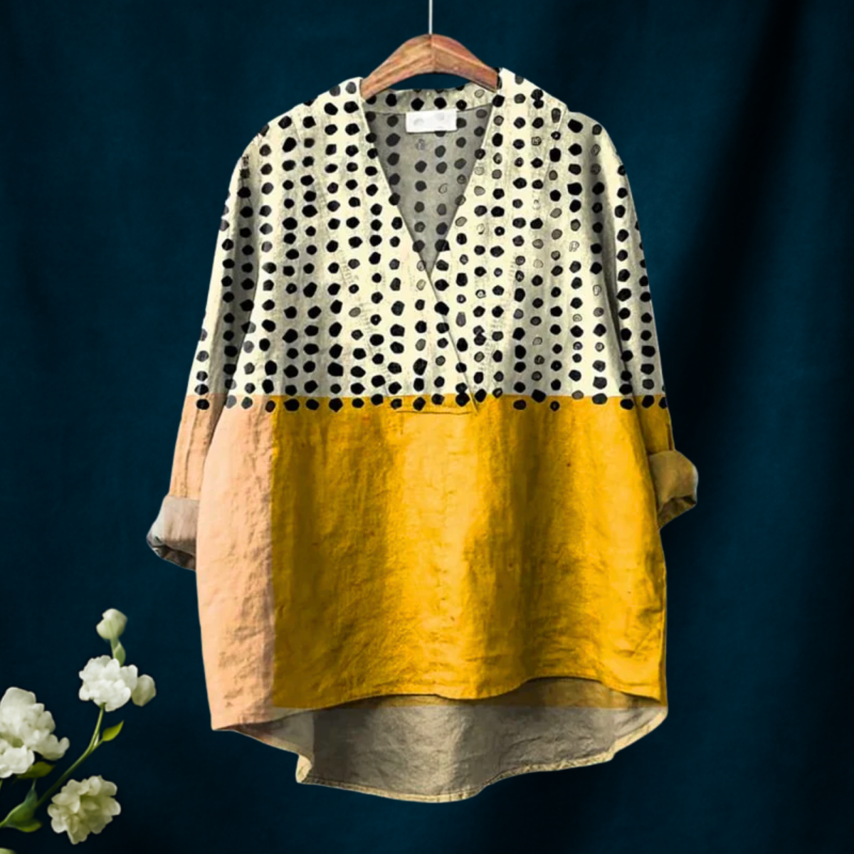 Sophie | Dots Print V-neck Shirt